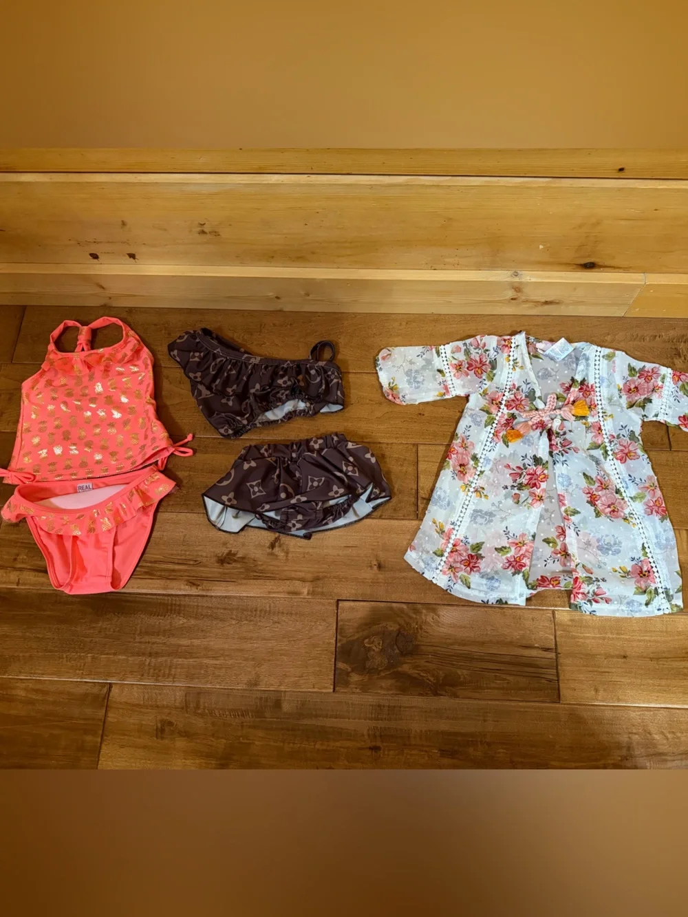 Brown Logo-Print Bikini Set - Brown